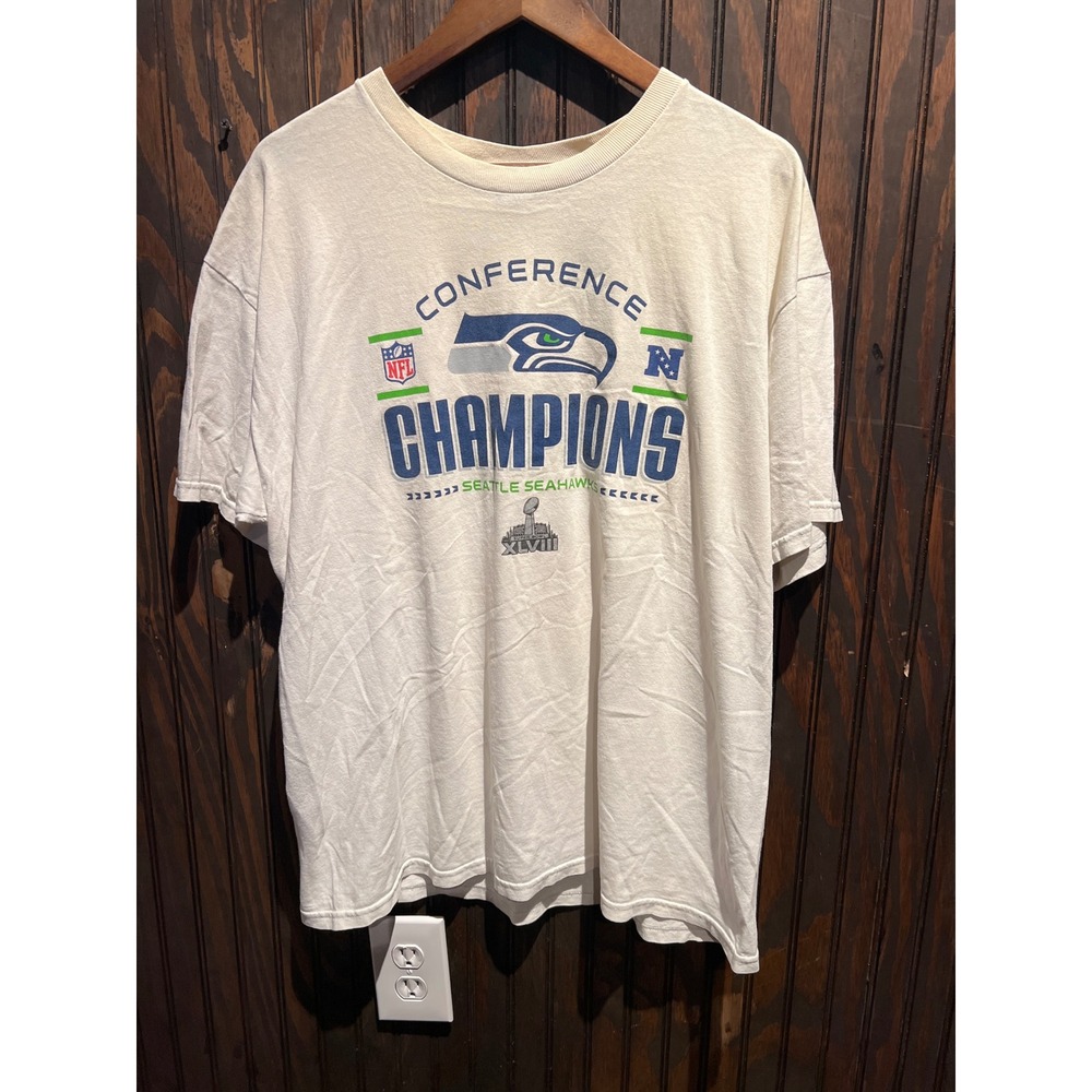 Seattle Seahawks NFC Conference Champions XLVIII White Graphic T-Shirt Mens XL
